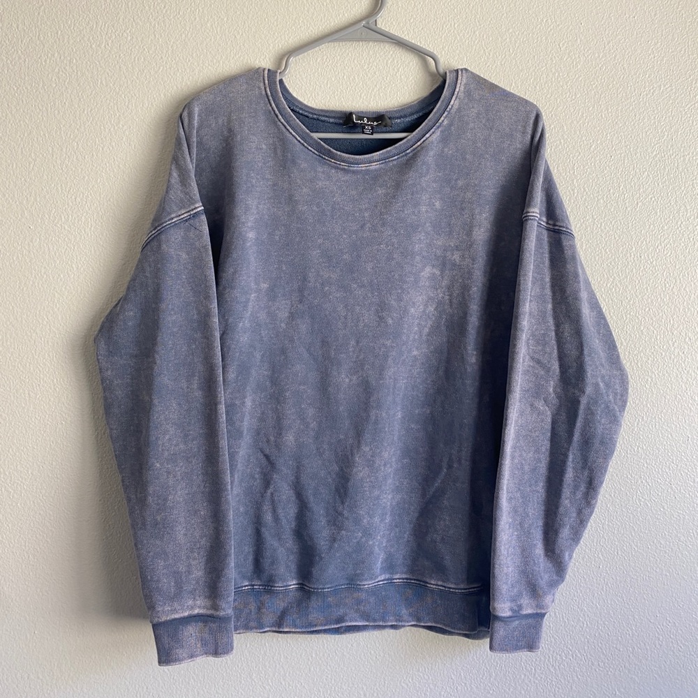 Lulus Washed Blue Pullover Sweatshirt